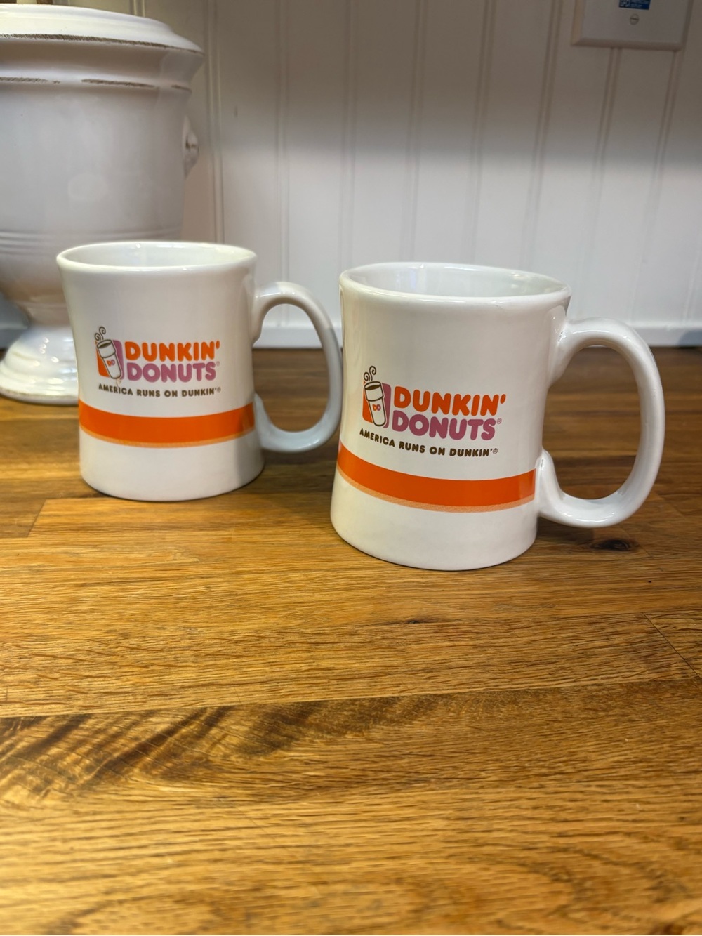 Two 2008 Dunkin Donuts Coffee Mugs